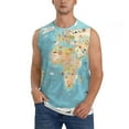 thumbnail image 2 of Lsque World Map With Animals 1 Print Men's Cotton Blend Sleeveless Muscle Shirts (S-3XL)- Moisture Wicking, Odor Protection, UPF 30+,XX-Large, 2 of 8