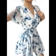 thumbnail image 3 of Vestidos de Verano para Mujer, con Estampado Floral, Escote en V y Volantes, Estilo Informal de , Vestido Fluido y Cruzado para Azul XL, 3 of 8