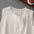 thumbnail image 6 of FUYUDY Women'S Tank Top Summer Loose Fit Sleeveless Crew Neck Solid Color Tank Top Casual Knit With Knot Button Design Soft Breathable Female Camisole For Layering And Outerwear,White,XL, 6 of 7