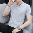 thumbnail image 2 of Camisetas holgadas con cuello en V para hombre, camisetas sencillas, ropa de calle informal, camisetas para hombre, camisetas estampadas, venta al por mayor, suaves, góticas, grunge, originales, 2 of 5