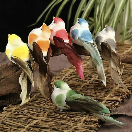 12 Pieces/multiple Pieces Simulated Bird Garden Decorations Colorful Faux  Feathers With Clip Wire Yard Decoration