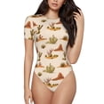 thumbnail image 2 of Fotbe Tropical Desert Women's Crew Neck Short Sleeves Bodysuit Tops Round Neck Slim Sleeveless Soft Comfortable Basic-Large, 2 of 7