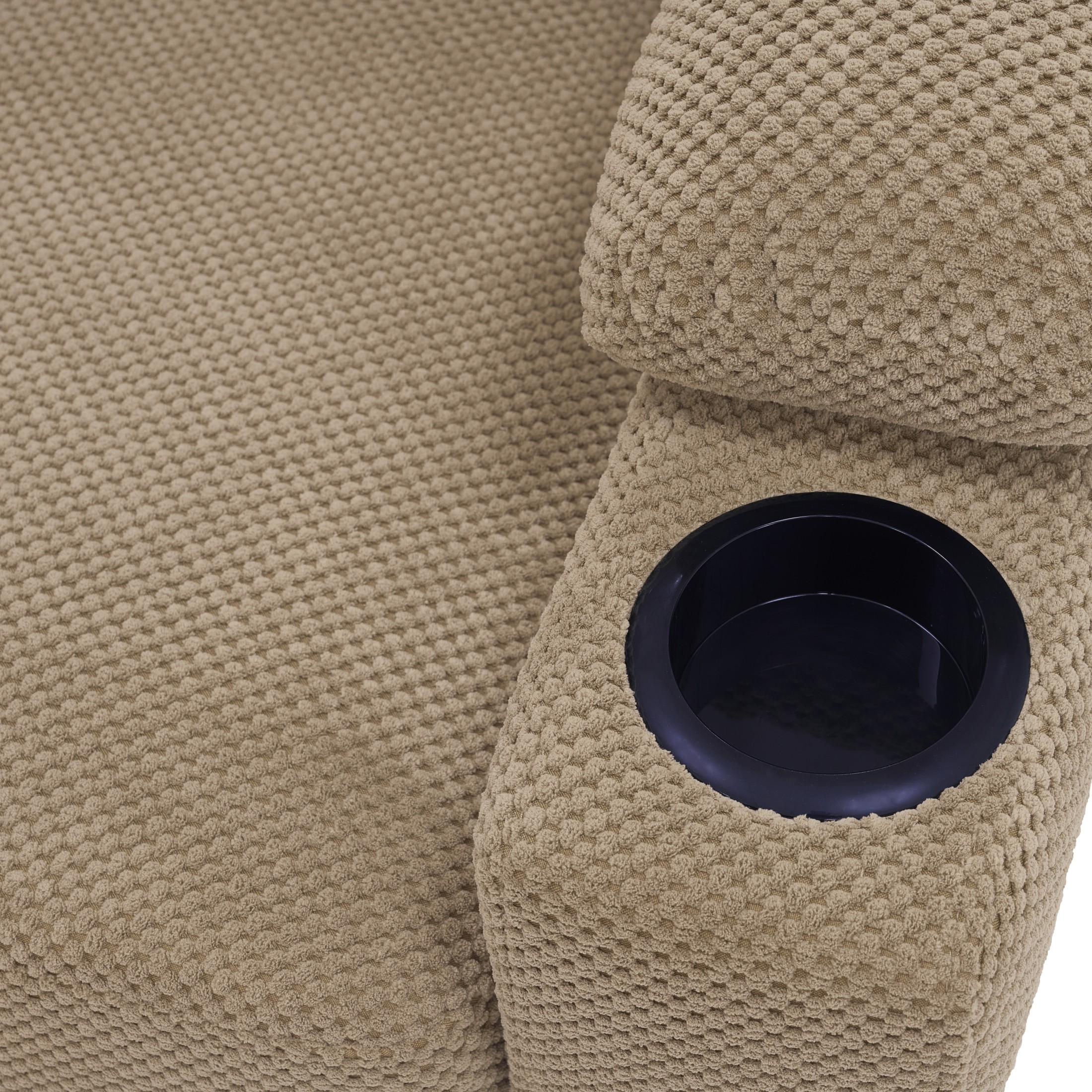 GDF Studio Abriel Accent Chair with Storage Ottoman, USB Ports & Cup Holders, Versatile Chaise Lounge, Camel