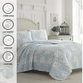 thumbnail image 7 of Laura Ashley Home | Kenna Collection | Luxury Premium Ultra Soft Quilt Coverlet, Comfortable 3 Piece Bedding Set, All Season Stylish Bedspread, Full/Queen, Cornflower, 7 of 7