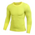 thumbnail image 1 of Camisetas de compresión para hombre, de manga larga, de secado rápido, para gimnasio, para correr, para otoño y primavera, color amarillo, talla 2XL, 1 of 6