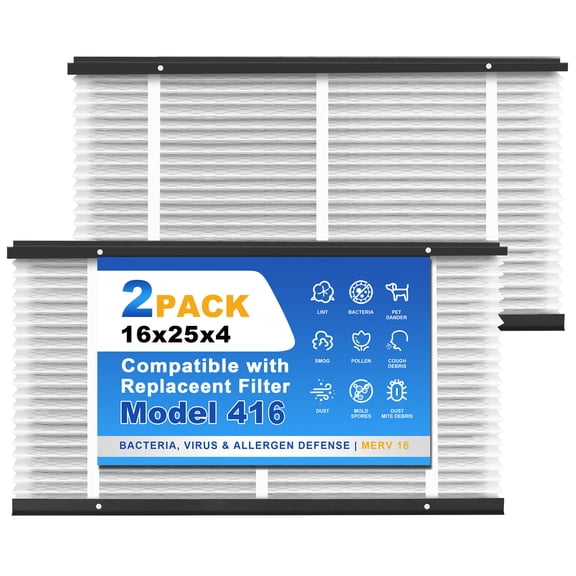 SNAPZY 413 410 Replacement Filter Compatible with AprilAire Air Purifier Models 1410 1610 2140 2400 2410 2416 3410 4400 2400 Upgrade Kit 1413, Merv 11 Whole House Furnace Filters 16x25x4, 2-Pack
