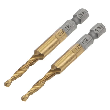 

Uxcell M4x0.7 Titanium Coated High Speed Steel Combination Drill Tap Bit 2.64 Length 2 Pack