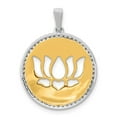 thumbnail image 3 of 14k Gold Two-tone Diamond Lotus Flower Pendant Charm, 3 of 4