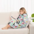 thumbnail image 4 of Boston Terriers and Flowers Blanket Hoodies for Kids 6-13YR Oversize Wearable Blanket Hoodies for Boys Girls Teens, 4 of 7
