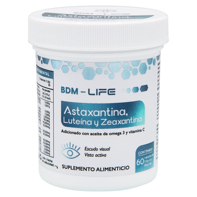 3. BDM LIFE Astaxantina con Luteína y Zeaxantina, Protección Visual y Luz Azul, Suplemento para Fatiga Visual, Pantallas y Cuidado Ocular, 60 Cápsulas