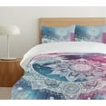 thumbnail image 4 of Ambesonne Mandala Duvet Cover Set, Galaxy Oriental Flowers Art, Calking, Pink Blue Grey Sea Blue, 4 of 4