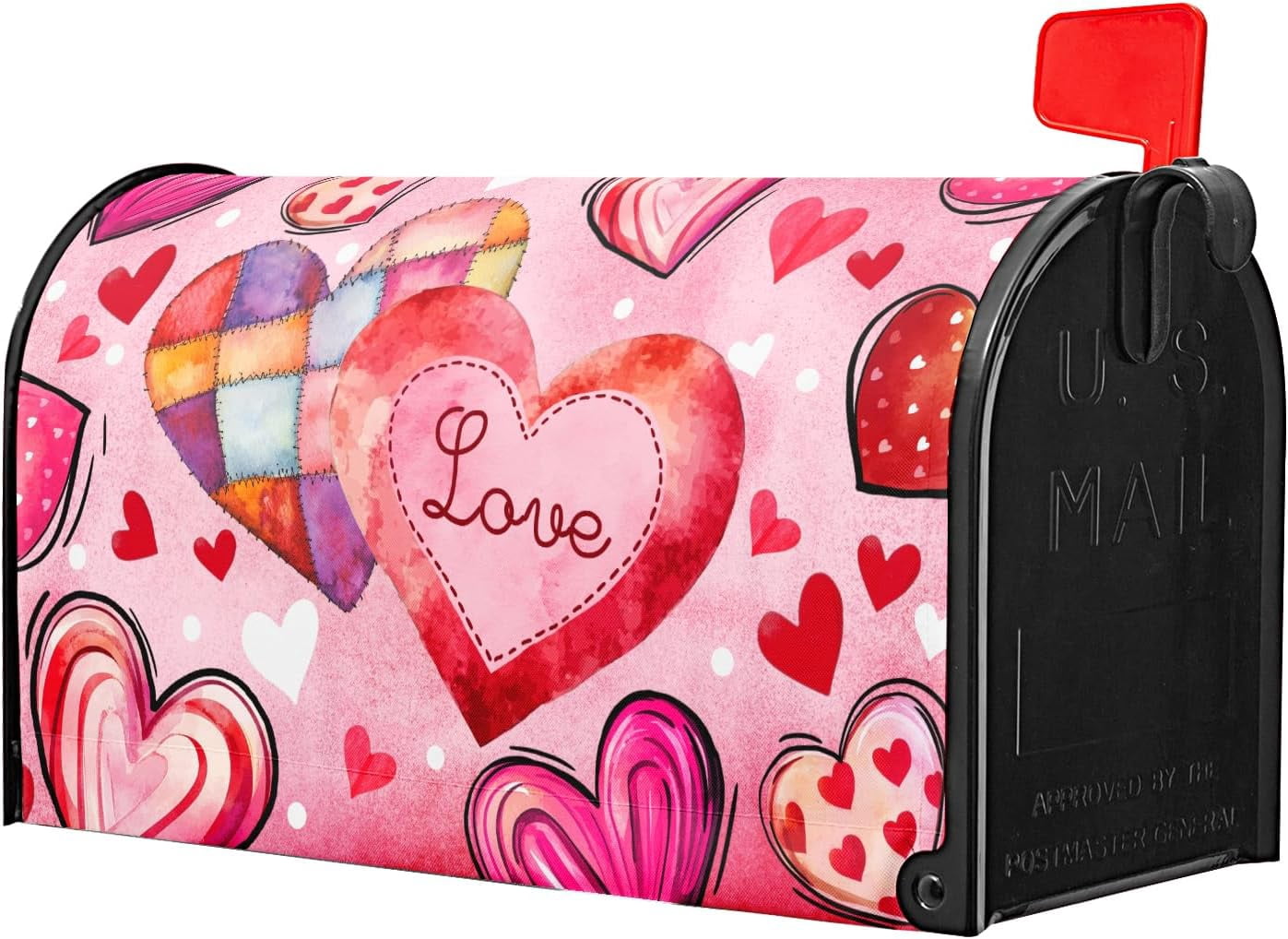 Valentine''s Day Magnetic Mailbox Cover Red Pink Heart Mailbox Cover Magnetic Standard Size 21 X 25.5 Inch Valentine Mailbox Post Cover Mailbox Wraps Mailbox Decor for Home Garden Outdoor Yard