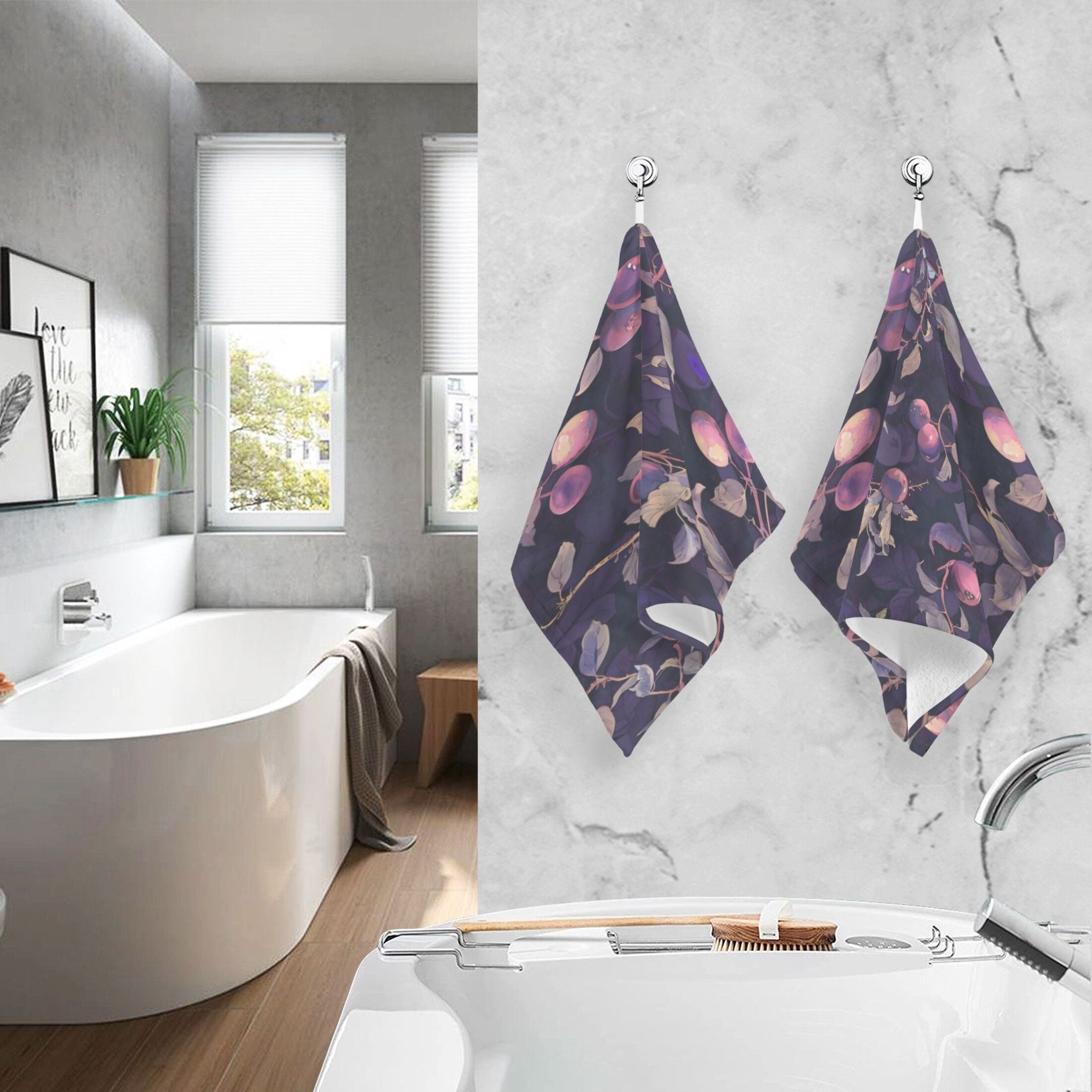 Cotton Towel Two-Piece 16x28 Inch One Sizex2 Face Towel Set Towel Set Cotton Hand Bath Towel Bathroom Beach Purple Plum