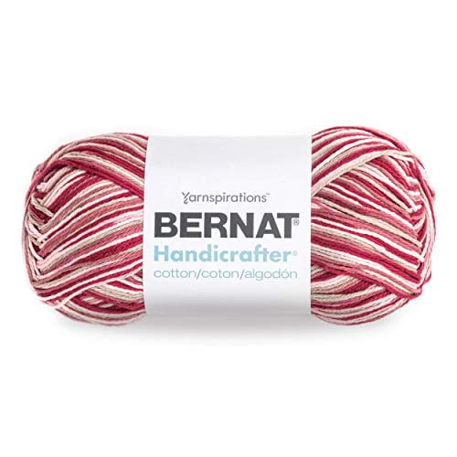 Bernat Handicrafter Cotton Yarn, Gauge 4 Medium Worsted, Damask Ombre