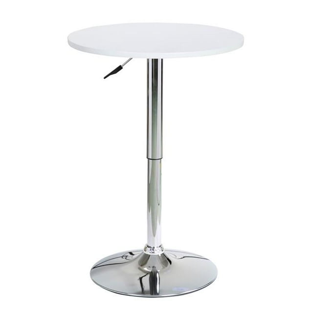 Benjara BM237208 Table Ronde en Bois Réglable en Hauteur&44; Blanc