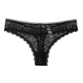 thumbnail image 4 of Panties for Women,Custom Letter Logo Low Waist Striped Tanga Bikini No Show Seamless Thong Underwear for Women,Womens Underwear,Black,S, 4 of 4