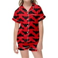 thumbnail image 3 of Tiijoy Girls Halloween Pajama Set Bat Print Short Sleeve Button Down Top Shorts, Sizes 10-11, 3 of 3