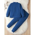 thumbnail image 4 of 4T Baby Boys Clothes 4T Boys 2PCS Fall WInter Outfits Set Solid Color Toddler Boys Long Sleeve Top Pants Set Blue, 4 of 7