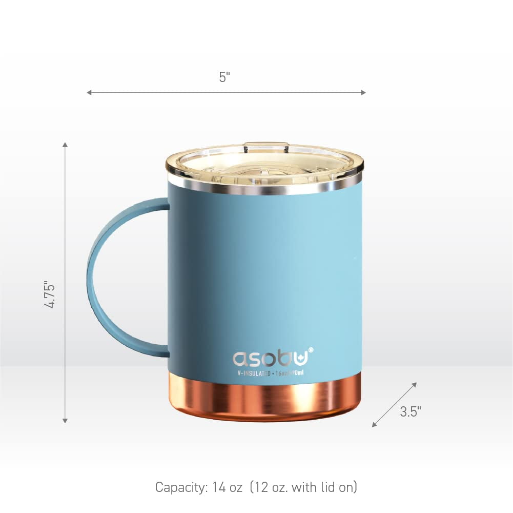 Asobu Ultimate Stainless Steel Ceramic Inner Coating Insulated Mug 12 oz, Blue