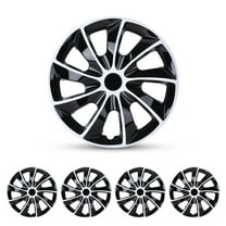 (4 Pack) Hubcap Wheel Cover Replacement 17" Hub Caps Universal Wheel Rim Cover ABS Material Exterior Accessories Snap on Car Truck SUV -17-inch,White Lacquer & Black Lacquer