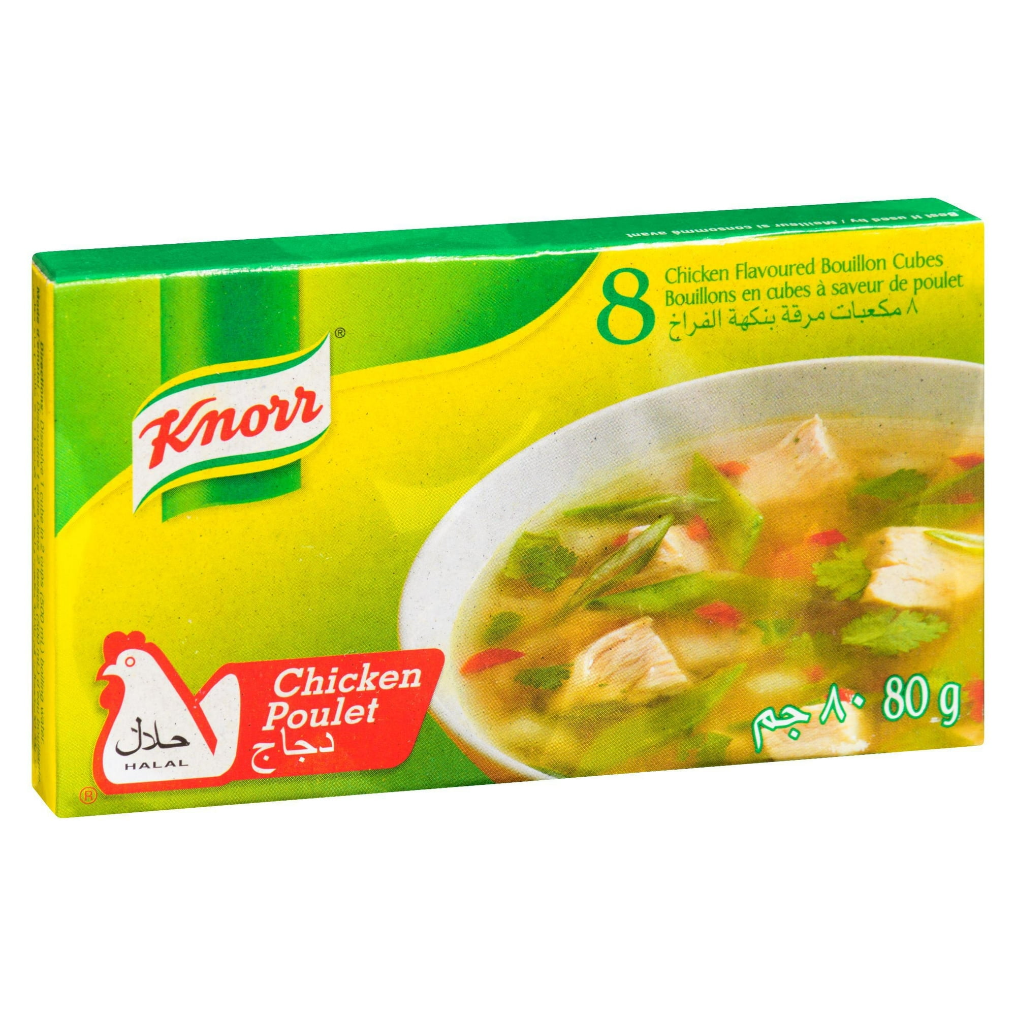 Knorr Knoor Chicken Bouillon Flavoured Cubes Halal, Chicken flavor cubes 8/80g