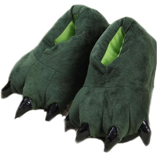 Pantuflas de felpa suave unisex para casa, disfraz de animal, zapatos con garras y patas