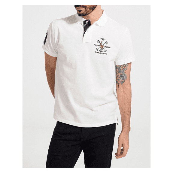 POLO Ralph Lauren Classic Fit pique polo shirt, white, S