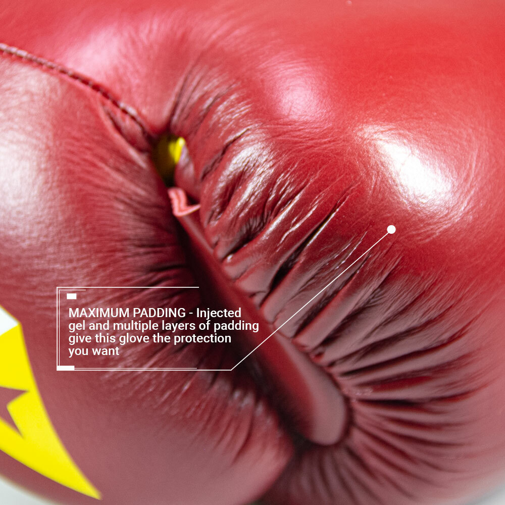 S4 Sentinel Lace Pro Leather Gel Boxing Gloves - Ring Red