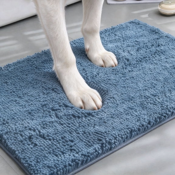 Muddy Cat Rug - Super Absorbent Microfiber Mat for Mucky Paws & Wet Shoes | Non-Slip, Machine Washable Pet Rug | Quick Dry Chenille Entryway Mat for Indoor Outdoor(Seen on TV)Misty Blue,16"X24".
