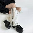 thumbnail image 5 of ZPAQI Drawstring Cargo Leg Warmers Women Harajuku Side Double Striped Baggy Leg Covers, 5 of 19