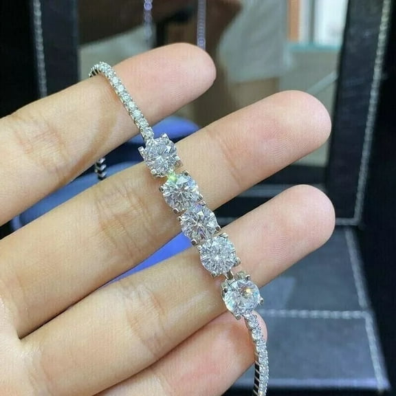 Stunning 10CT Round Cut Lab Created Diamond Tennis Bracelet, 14K White Gold Plated - Elegant Women's Jewelry