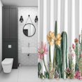 thumbnail image 4 of Tropical Plant Shower Curtain for Bathroom Decor, Cactus Floral Farmhouse Watercolor Plant Waterproof Fabric Shower Curtain, 72"x96" Set with 12 Hooks, 4 of 9