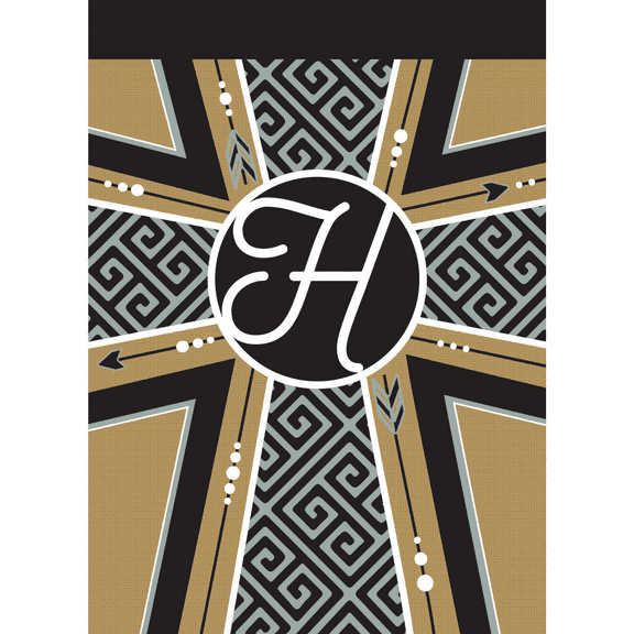 Magnolia Gardens FLAG-5007 13 x 18 in. Double Applique Monogram H Cross Burlap Garden Flag