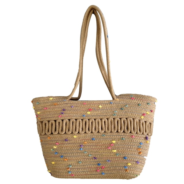 Bolsa de Hombro Papiro Tejido de Gran Capacidad Capacidad de Diseño Hueco simple Bolsa de Cesta para vacantes de Vije