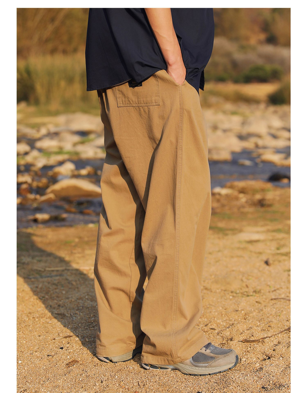 Men Loose Fit Drawstring Cargo Trousers 