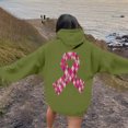 thumbnail image 3 of Fiaer,Hoodies for Cancer Awareness,Womens Tops Loose Fit Casual Trendy,Long Sleeve Plus Size Drawstring Hooded Pullover with Pocket Green XXL, 3 of 7
