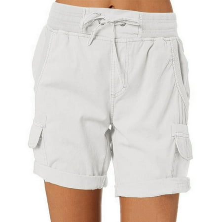 2DXuixsh Sweat Shorts Women Cotton Women Cargo Shorts Summer Loose Hiking Bermuda Shorts with Pockets S Size Dresses for Women Skirts for Women Polyester White Xxl
