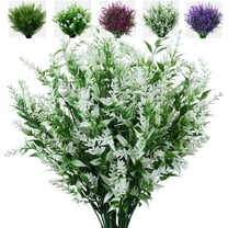 16 Bundles Artificial Lavender Flowers, Faux Outdoor Lavender Flowers UV Resistant Fake Lavender Plants for Garden Porch Window Box Filler Indoor Home Decoration (White)