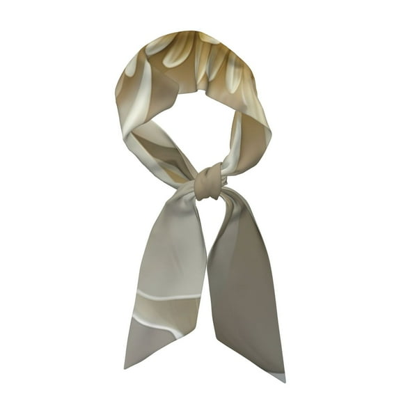 Xecao Elegant Ivory Flower Pattern Large Satin Head Scarf - Satin Hair Scarves Silk Bandana Scarf Headscarf Silk Feeling Scarf for Women