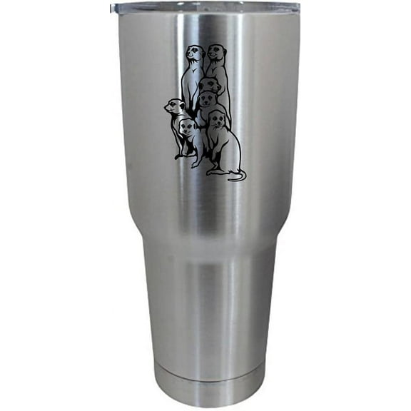Meerkat with Family Zoo Animal Themed Etched 30oz Stainless Steel Tumbler