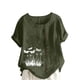 thumbnail image 1 of Vestidos Casuales Para Mujer, Blusas De Mujer De Moda Blusa informal de lino con cuello redondo, manga corta y botones para mujer, 1 of 3