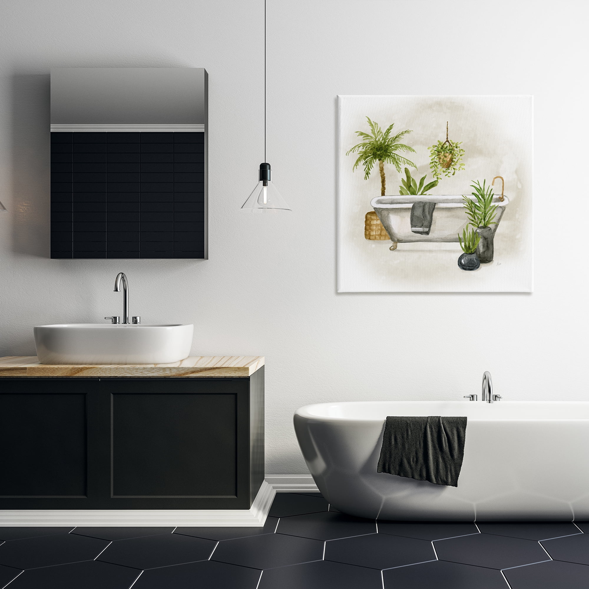 Stupell Industries Plant Filled Bathroom Bath & Laundry Painting Wrapped Canvas Art Print Wall Art, 30 x 30