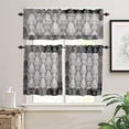thumbnail image 2 of European Floral Kitchen Curtains and Valances Set, Rod Pocket Curtains Tier Farmhouse Window Curtains 36 Inch Length, Rustic Black Grey Formal Traditional Tribal 3 Piece Kitchen Curtains Set, 2 of 6