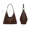 thumbnail image 6 of Wrangler Suede Hobo Purse for Women Embossed Soft Slouchy Shoulder Bag 2Pcs Set, Coffee, 6 of 7