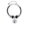 thumbnail image 2 of Delight Jewelry Silvertone Large Script Letter - I - 3/4'' Disc - Grandmother Celtic Knot Leather Bead Bracelet, 7"+2" Extender, 2 of 4