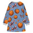 thumbnail image 6 of Girls' long-sleeved dress Basketball Bow Girls' A-line dress with ribbed cuffs Soft and comfortable, 6 of 6