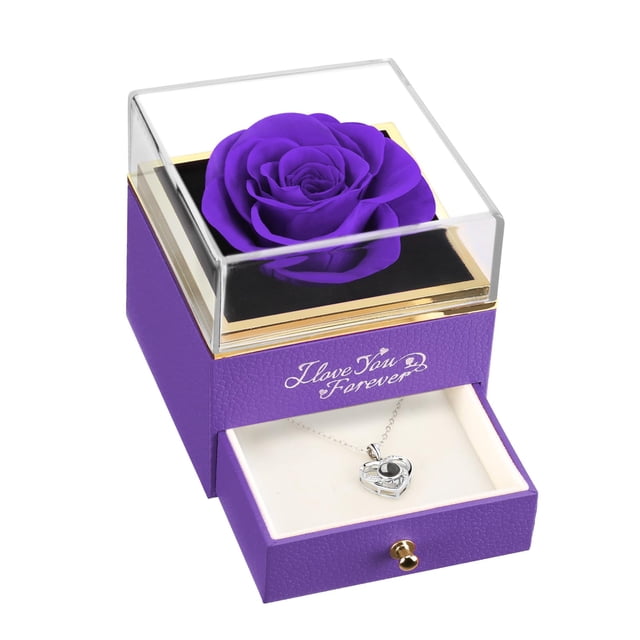 Regalo ASELFAD de rosa morada auténtica preservada para el Día de la Madre