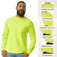 thumbnail image 4 of Hanes Unisex High Visibility Long Sleeve Workwear Safety Pocket T-Shirt Hi Vis Tee Shirt for Work (Safety-Green, L), 4 of 7