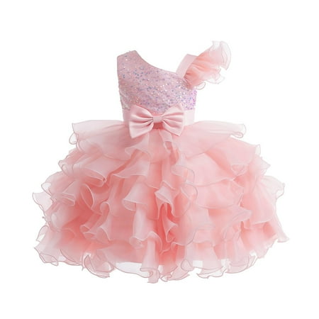 

Binhe Clearance Sequined Bodice Dress Girls Sequins Bow Cake Puffy Dress Dress Dinner Performance Gown Wedding DressesPolyester Blend Sparkly Princess Dress Mesh Overlay Dress