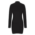 thumbnail image 4 of yillto Women's Mock Neck Ribbed Dress Long Sleeve Slim Mini Dresses Fall Trendy Stretchy Outfits, 4 of 6
